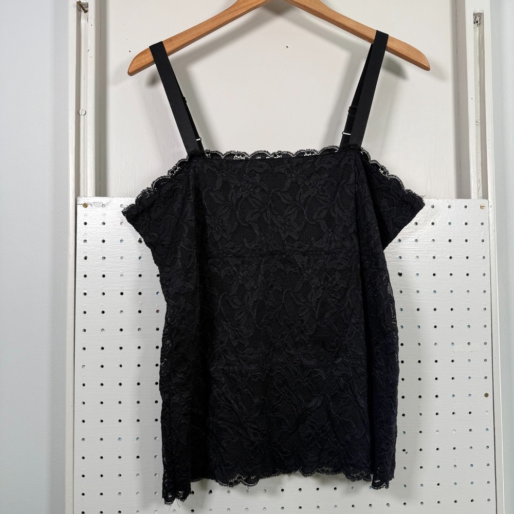 Coldwater Creek Lace Camisole Tank Women's Black Lined Boho Romantic - Medium
